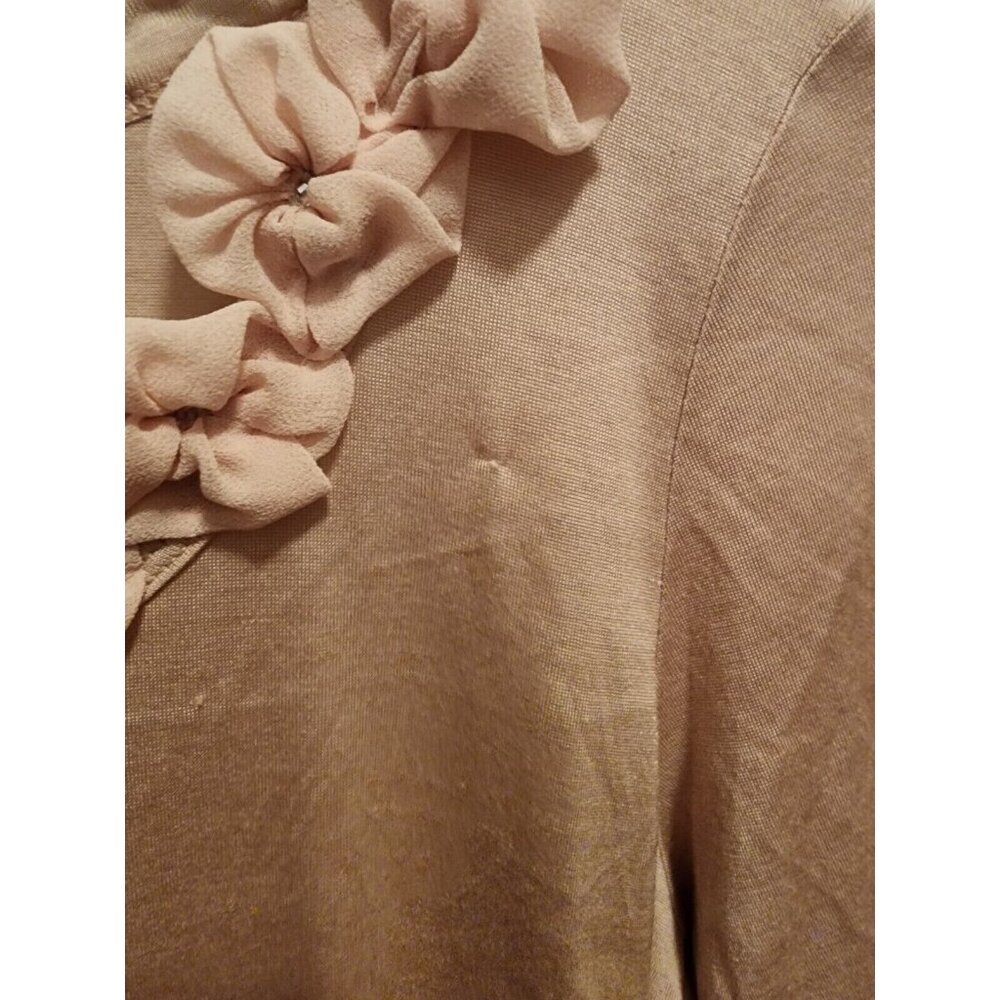 WinterSilks Women's Short Sleeve Top Floral Neck Silk Blend Dusty Pink Sz Small - Picture 6 of 10